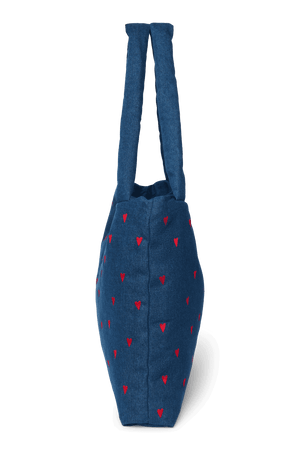 Henkel der Studio Noos Denim Mom Bag Dark Blue Red Hearts im Detail