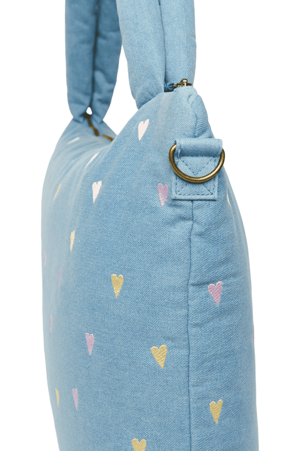 Studio Noos Denim Wickeltasche Light Blue Hearts – Detailansicht