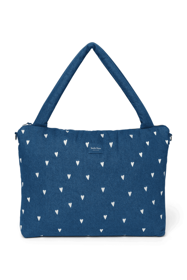 Studio Noos Denim Wickeltasche Dark Blue White Hearts