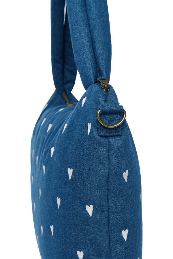 Studio Noos Denim Wickeltasche Dark Blue White Hearts – Detailansicht