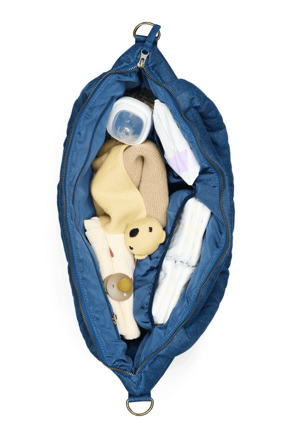 Studio Noos Denim Wickeltasche Dark Blue White Hearts – Rückansicht