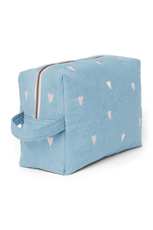 Studio Noos Necessaire Light Blue Hearts geöffnet