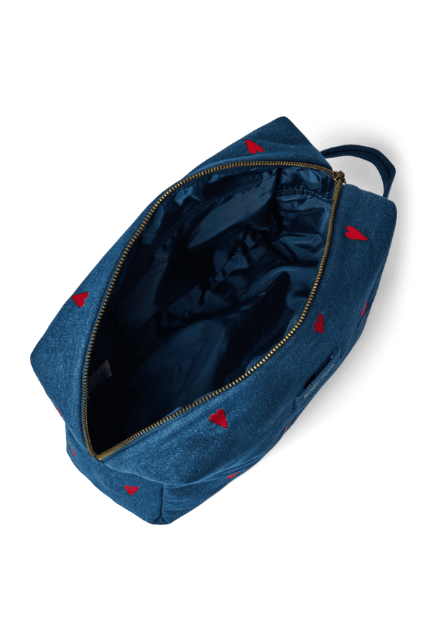 Studio Noos Necessaire Dark Blue Red Hearts geöffnet