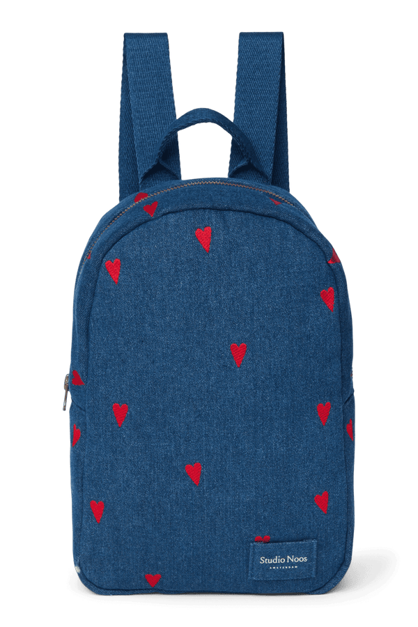 Studio Noos Denim Mini Rucksack Dark Blue Red Hearts für Kinder
