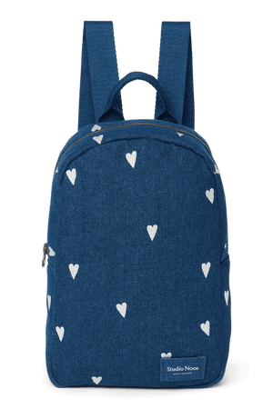 Studio Noos Denim Mini Rucksack Dark Blue White Hearts für Kinder