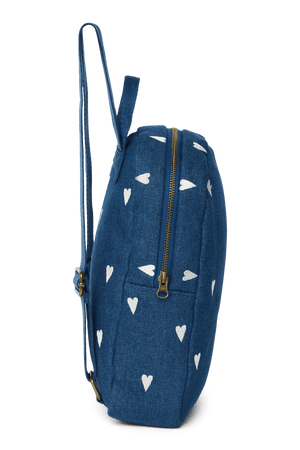 Studio Noos Mini Rucksack Dark Blue White Hearts geöffnet