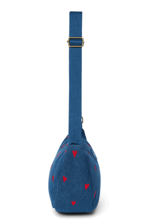 Studio Noos Gürteltasche Dark Blue Red Hearts quer umgehängt
