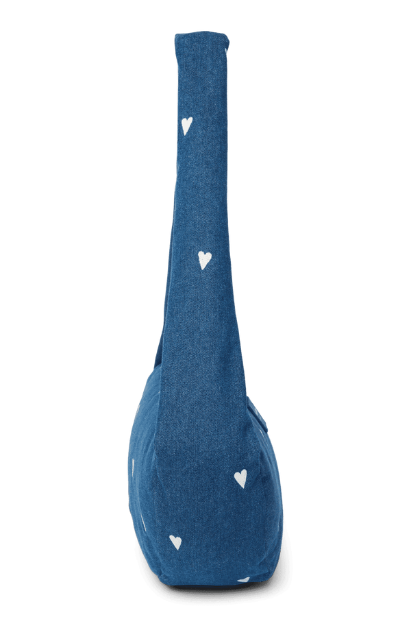 Studio Noos Denim Mini Cross Body Bag Dark Blue White Hearts – Rückseite