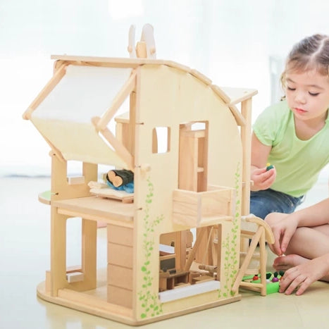 Eco-style dollhouse with furniture