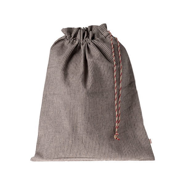 Linen bag large stripes dark/sand