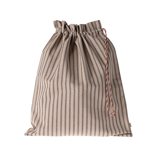 Sac en lin grandes rayures sable/marron