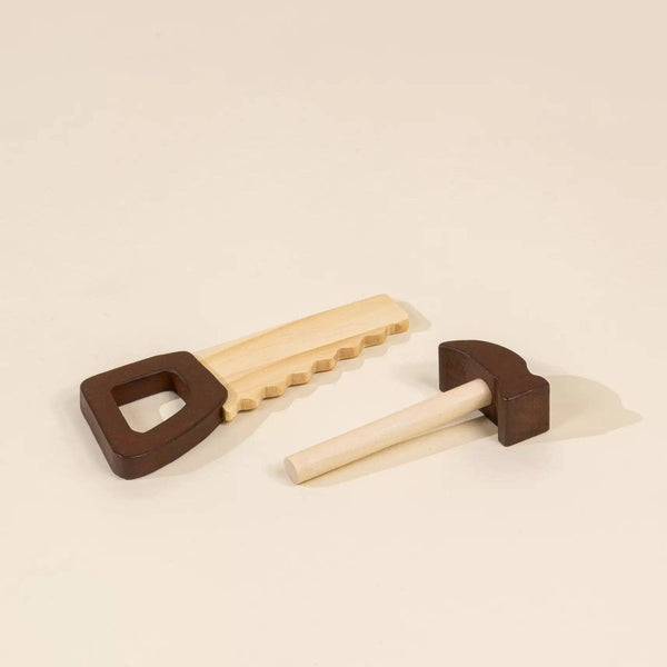 Play set with wooden tools