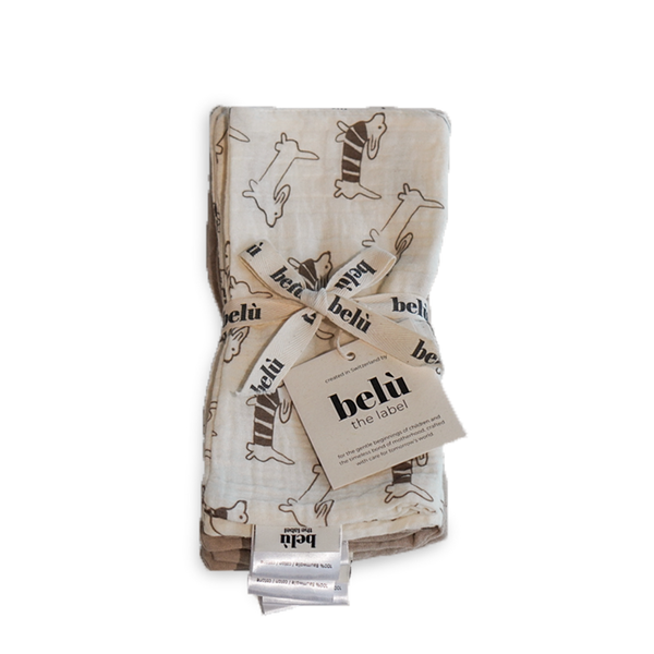 5-Pack Muslin Washcloths Sausage Dog