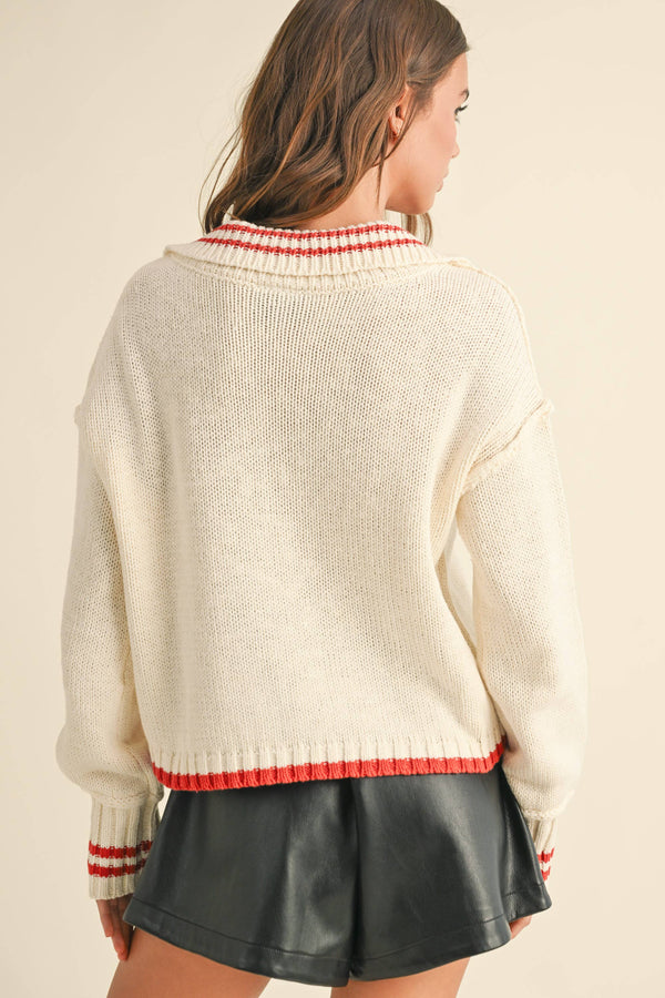 Sweater with collar red