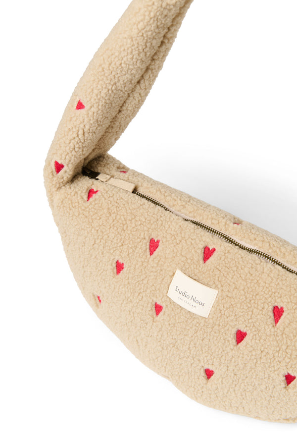 Ecru Teddy Hearts Mini Cross Body Bag