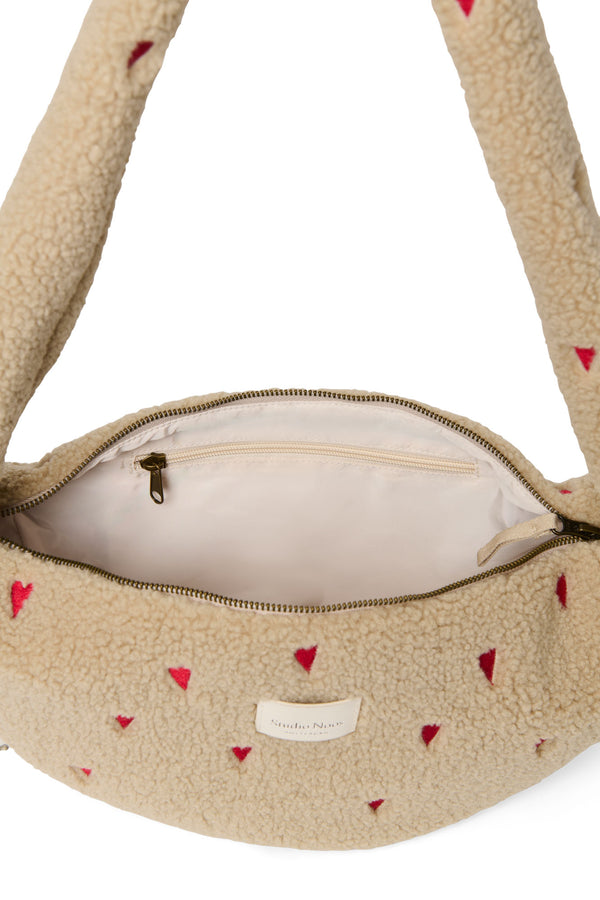 Ecru Teddy Hearts Mini Cross Body Bag
