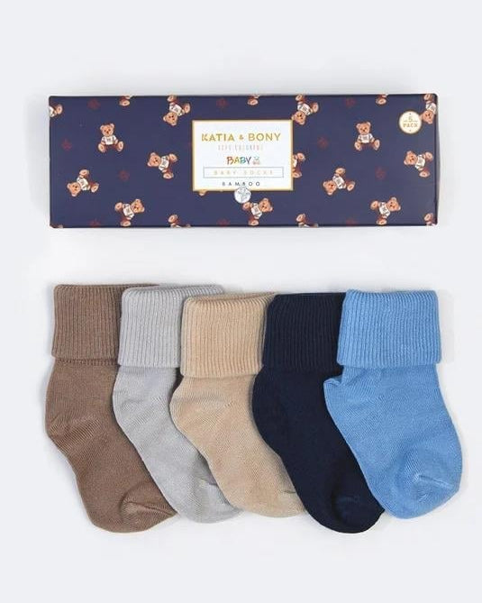 5-Pack Bamboo Baby Socks Blue boxed