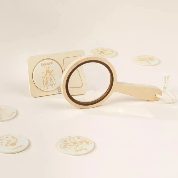 Wooden insect catcher and exploration set