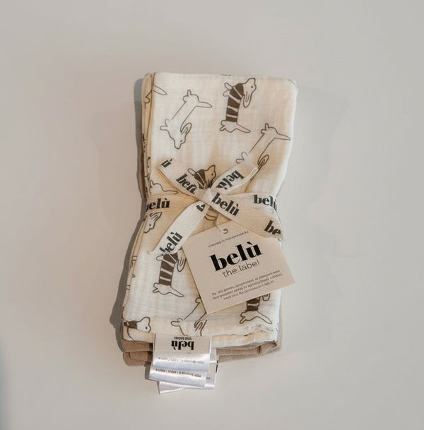 5-Pack Muslin Washcloths Sausage Dog