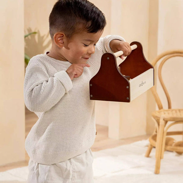 Play set with wooden tools