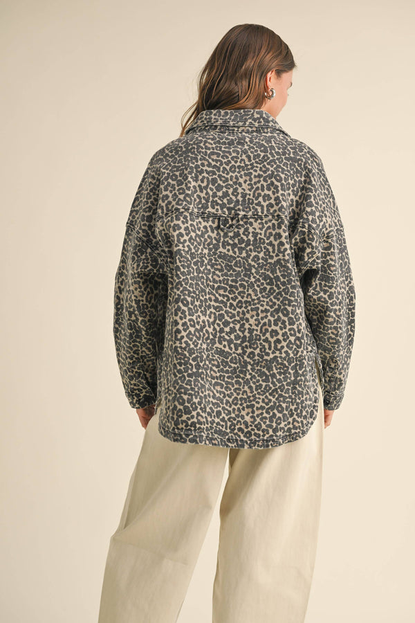 stretch jacket with leopard print