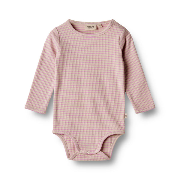 Wheat Main Langarm-Body Berti Pink Lilac Stripe | Body | Beluga Kids