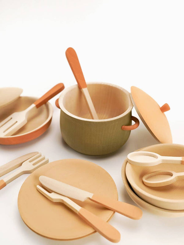 Herbal wooden dinnerware set