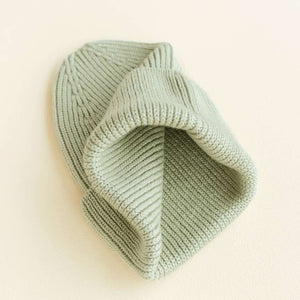Rippenmuster der Hvid Beanie Fonzie in Mint aus extrafeiner Merinowolle