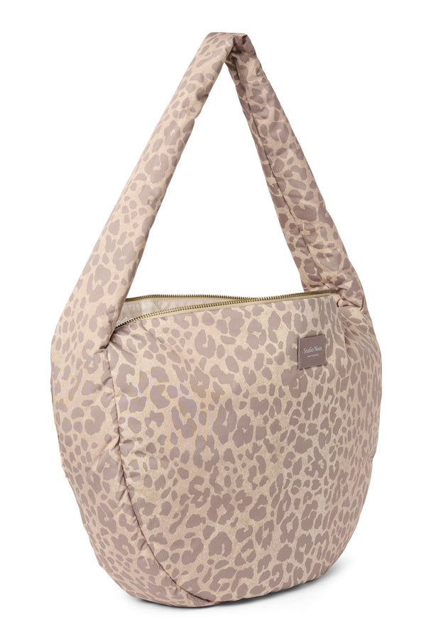 Puffy Cross Body Bag Beige Leopard
