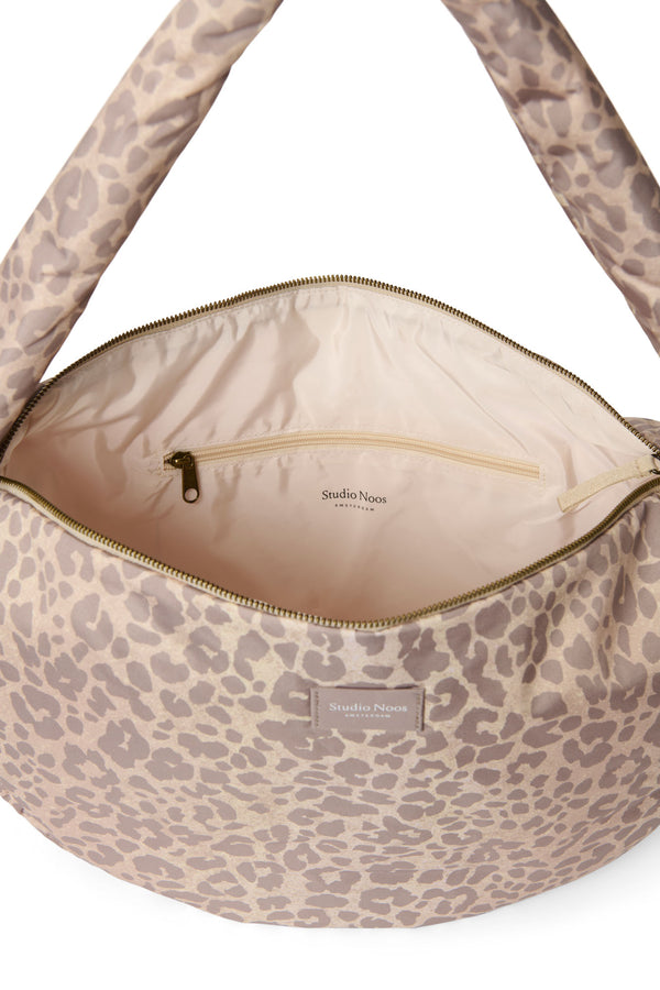 Puffy Cross Body Bag Beige Leopard