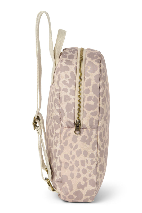 Puffy Mini Backpack Beige Leopard