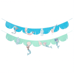 Blaue und rosa Fransen der Mermaid Girlande von Meri Meri