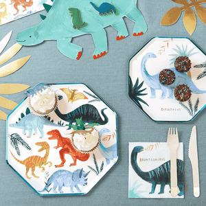 Meri Meri Dino-Partyteller 8er-Set für den Kindergeburtstag