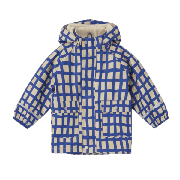 Lined rain jacket Plaid Cobalt