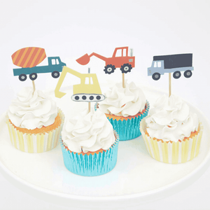 Meri Meri Baustelle Cupcake Set auf Muffins