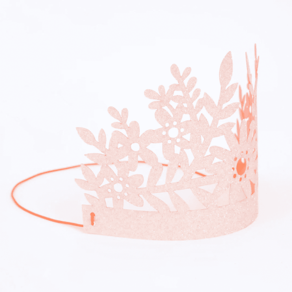 Pink Glitter Party Crowns (x 8)