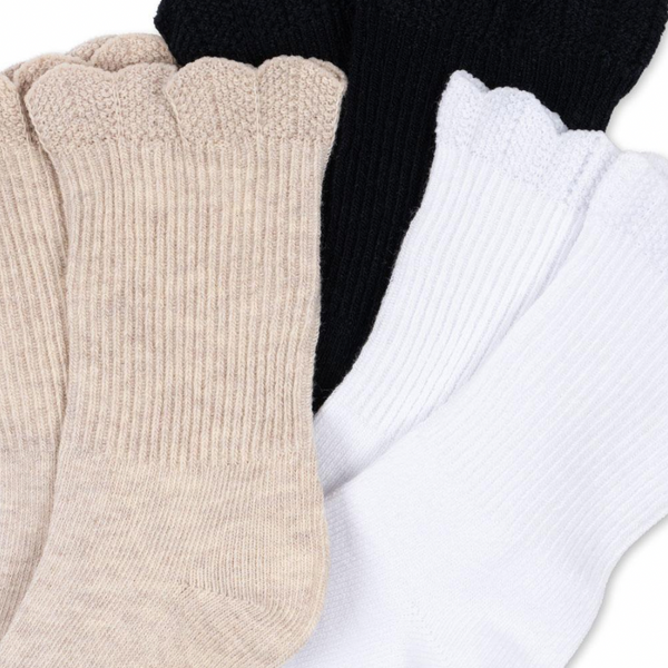 3-Pack Rüschen-Socken White/Navy/Beige