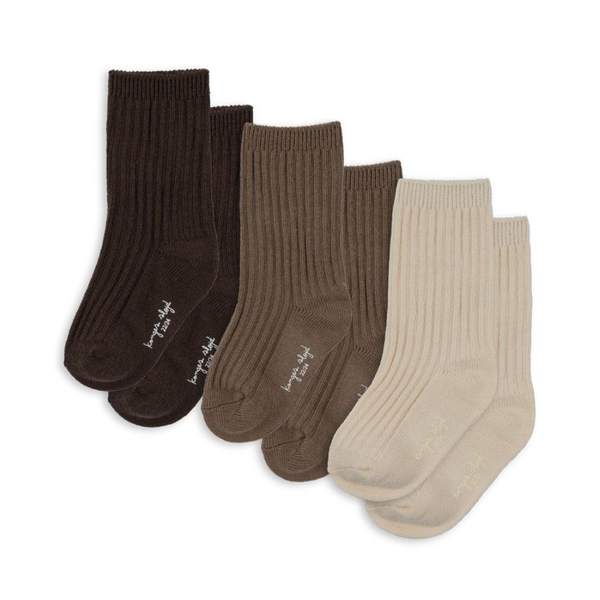 Lot de 3 Chaussettes Côtelées Sable/Noisette/Shitake