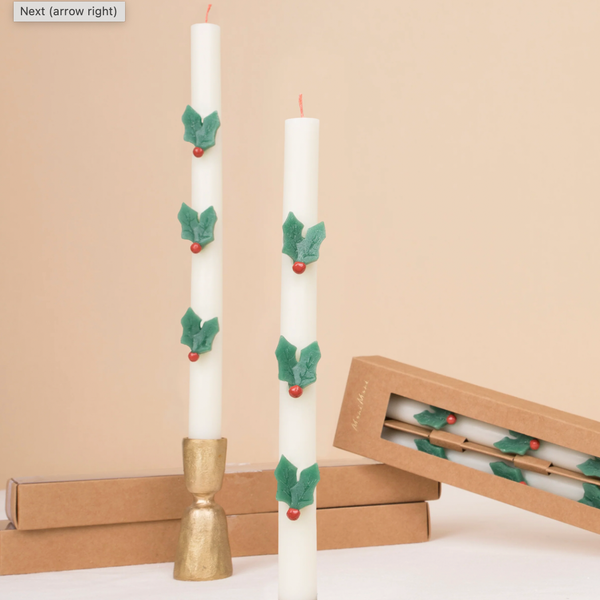 Holly candles (2x)