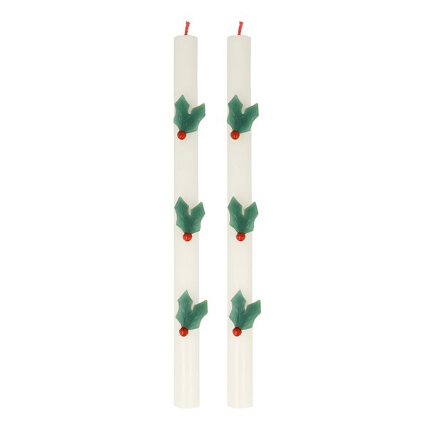 Holly candles (2x)