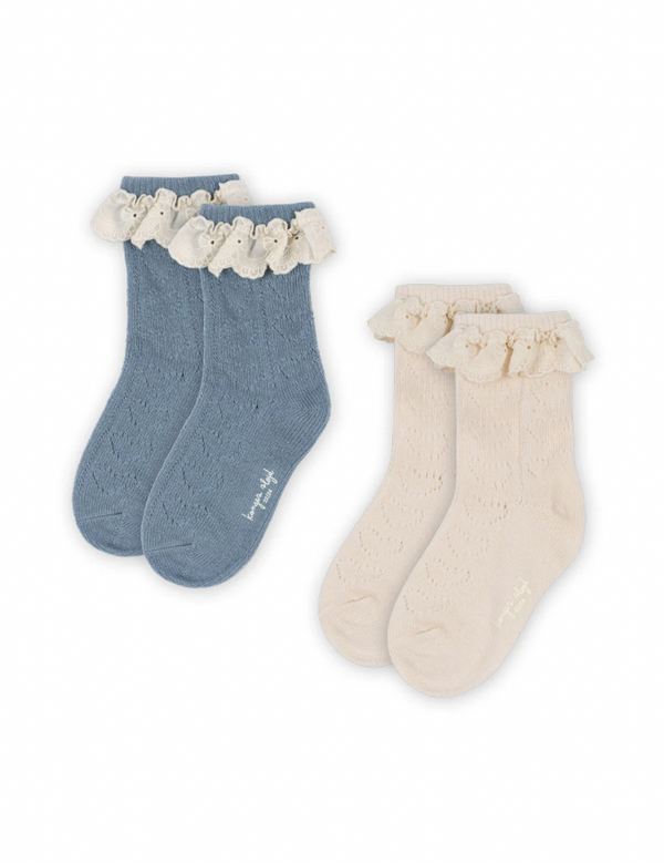 2-pack socks Pointelle Blue Mix