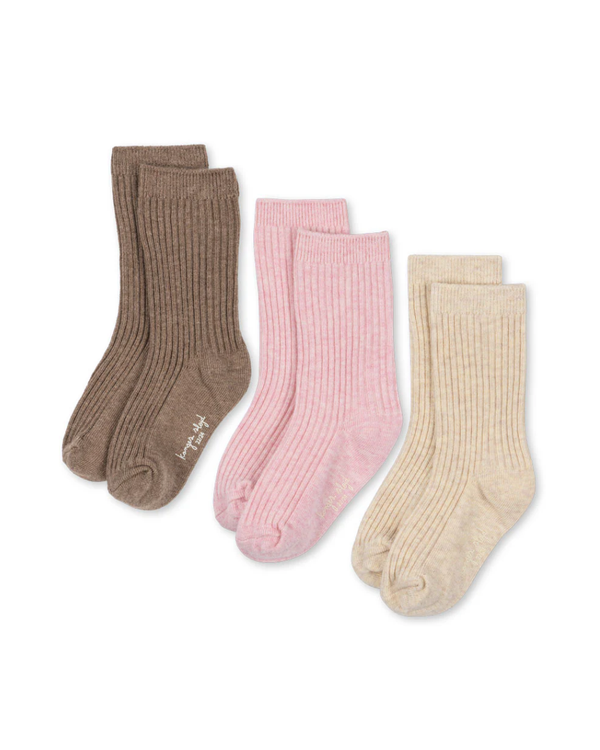 3-Pack Ribbed Socks Rose Mix