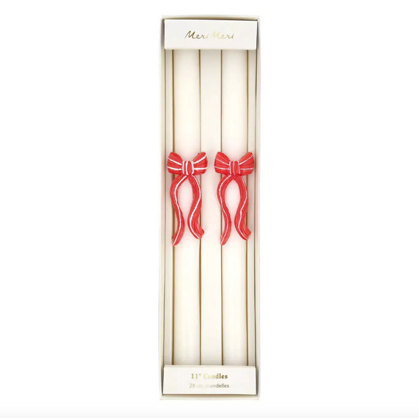 Candle with red striped bows (2x)