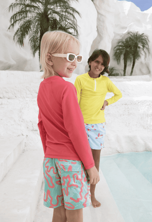Kindisch Langarm UV Shirt Gelb für Strand und Pool