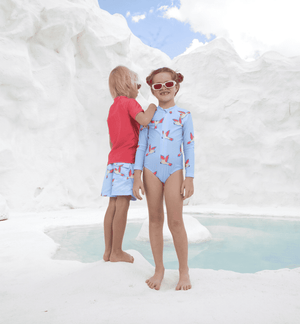 Kindisch Langarm UV Shirt Paradise Rot am Strand