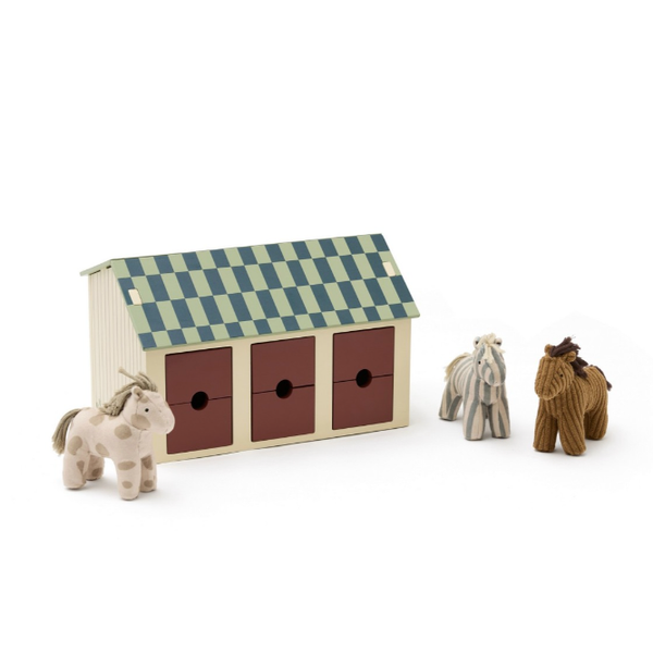 Horse stable with horses