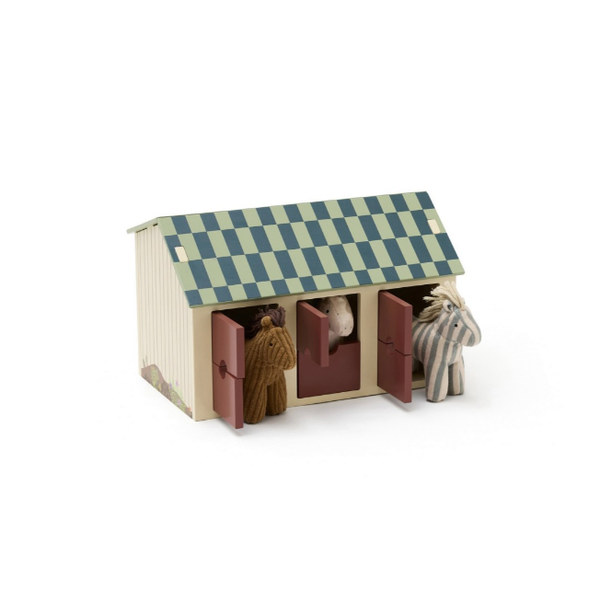 Horse stable with horses