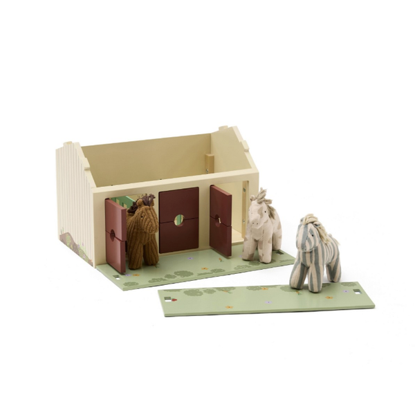 Horse stable with horses