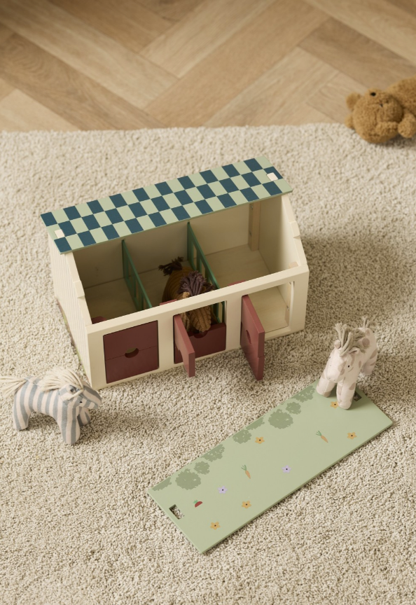 Horse stable with horses