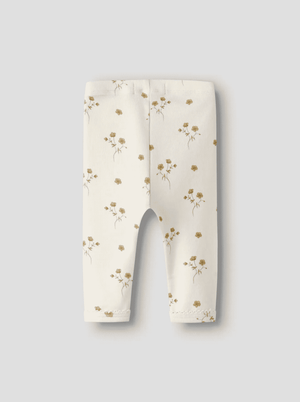 Lil'Atelier Leggings Coconut Milk Flower Yellow – Rückansicht
